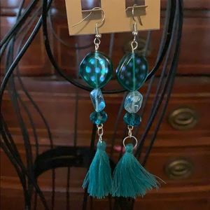 Homemade 4” long tassel earrings